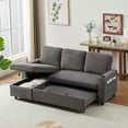 thumbnail image 1 of 78.7" L-Shaped Sofa Bed, Sectional Sofa with Pull-out Trundle and Storage Chaise, Accent Sofa Couch with 2 Cup Holders and Side Pockets for Living Room Apartment, 1 of 7