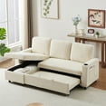 thumbnail image 1 of 78.7" L-Shaped Sofa Bed, Sectional Sofa with Pull-out Trundle and Storage Chaise, Accent Sofa Couch with 2 Cup Holders and Side Pockets for Living Room Apartment, 1 of 9