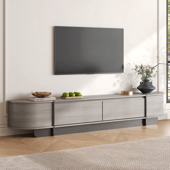 78.7" Modern TV Stand for 55-85" Wooden Console with Drawers, Curved Edge Media Cabinet
