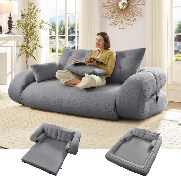 78.7"Multi-Functional Foldable Sofa Bed - Convertible Floor Couch with High-Density Foam, No Assembly Needed, Space-Saving Design