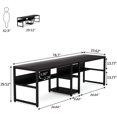 thumbnail image 1 of 78.7" Two Person Desk, Double Desk with Bookshelf Black, 1 of 5
