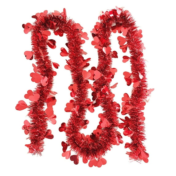 78.7 in Valentine’s Day Heart Tinsel Garland Pink Red White Metallic Twist Garland Shining Ceiling Hanging Decorations for Valentine’s Day Party Anniversary Birthday Holiday Indoor Supplies,Red