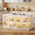 thumbnail image 1 of 78.7" White Modern Kitchen Island with Storage, LED Light, Drawers & Glass Doors for Dining Room, 1 of 9