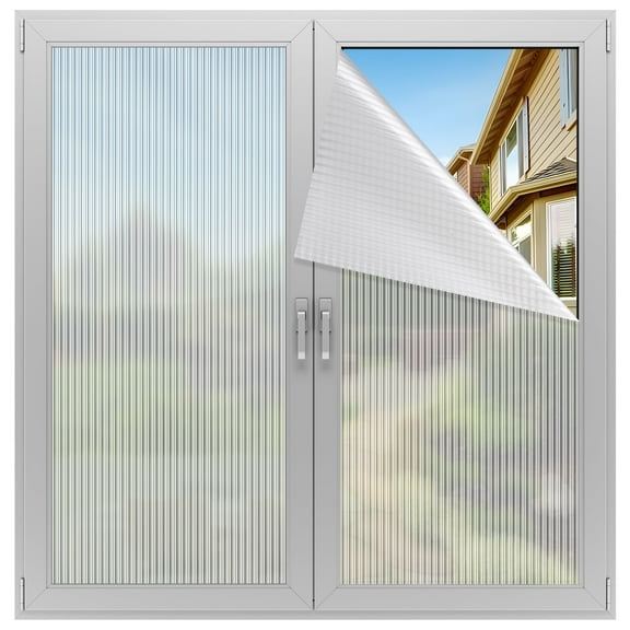 78.7 x 17.8'' Window Privacy Film, EEEkit Reeded Glass Blackout Window Film Non-Adhesive for Home Office
