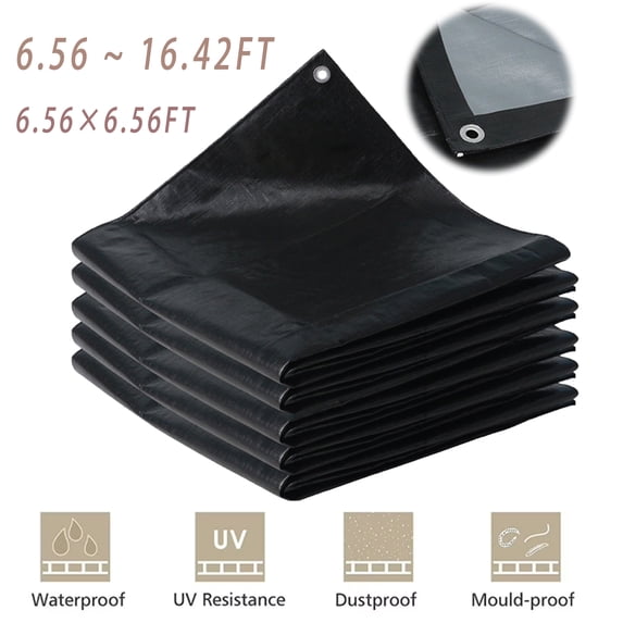 78.7" x 78.7" Heavy Duty Tarp, Waterproof Sunproof Reinforced Truck Canopy Tarpaulin Cover with Grommets, Fabric Tear&Fade, 1 Pack Black - JASKFLY