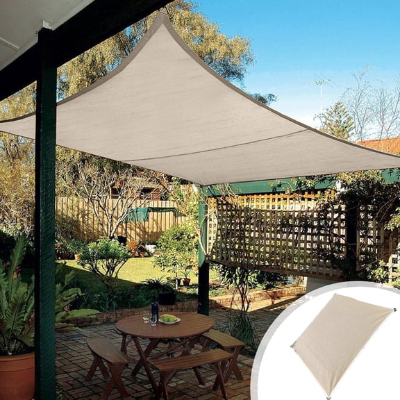 78.7" x 78.7" Sun Shade Sail,HDPE UV Block Canopy for Patio Garden Pool Deck,95% UV Protection Outdoor Rectangular Awning with Rope,Beige