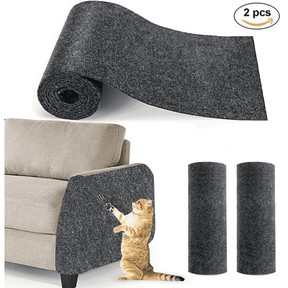 2 Pack 78.7"x15.8" Cat Scratch Mat, Keyrank Trimmable Self-Adhesive Carpet, DIY Climb Cat Scratcher for Furniture Couch