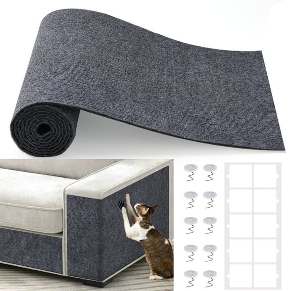 78.7"x15.8" Cat Scratch Mat,Trimmable DIY Cat Scratcher Pads for Couch, Wall, Doors & Furniture Protection,Durable Adhesive Carpet Mat(Gray)