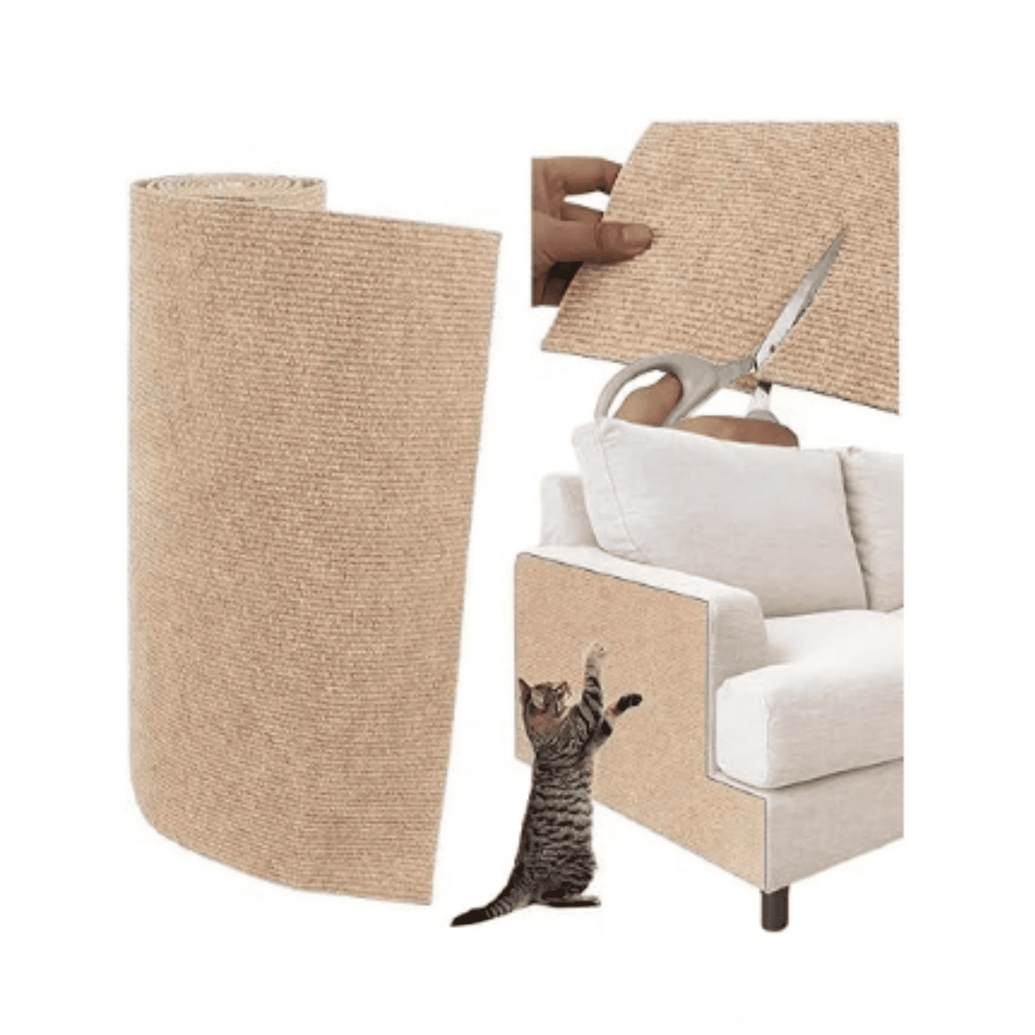 Self-Adhesive Carpet Mat For Cat Trees & Shelves - 157.5" X 15.8" Beige Trimmable Carpet, Scratch-Resistant