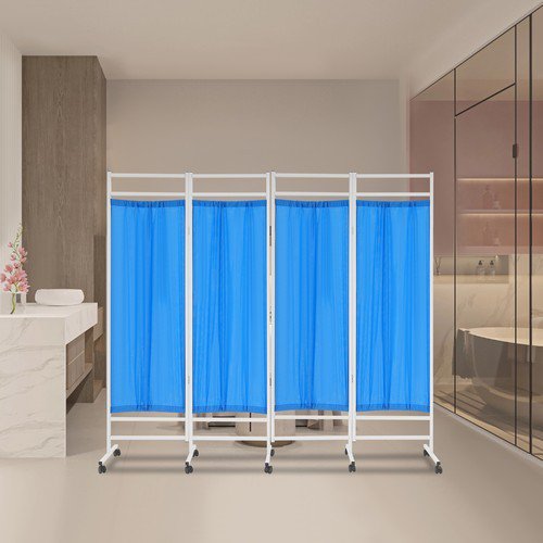 78.74*70.87in Modern Rectangle Floor Standing 4-Panel Blue Portable and Foldable Privacy Screen