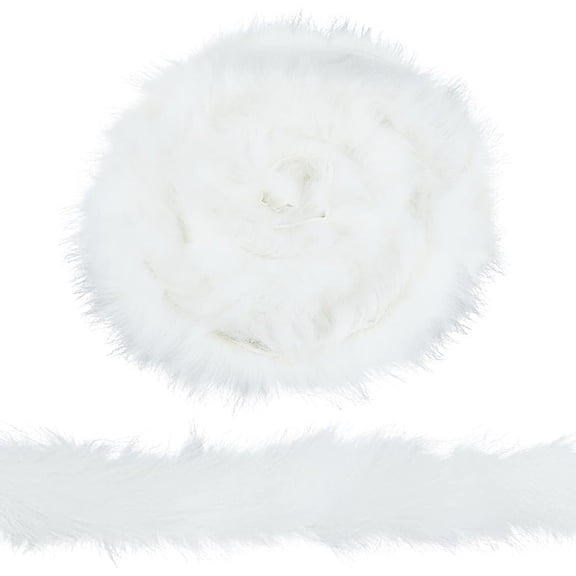 78.74 Inch Craft Fur Fabric Strip White Shaggy Plush Fuzzy Precut Strips Soft Soild Fluffy Furry Ribbon Roll Sewing Trim