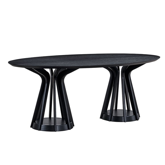 78.74 Inch Dining Table In Black - Oval With Strong Pedestal For Living Space And Diner, Serves 6, Simple Install Shift Eatery, Undertaking