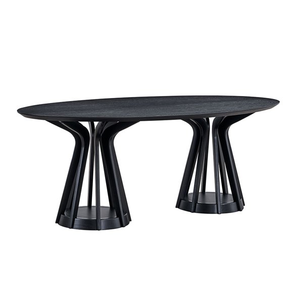 78.74 Inch Ellipse MDF Dining Table with Sturdy Pedestal / Ideal for 6-Person Gatherings in Living Room or Restaurant