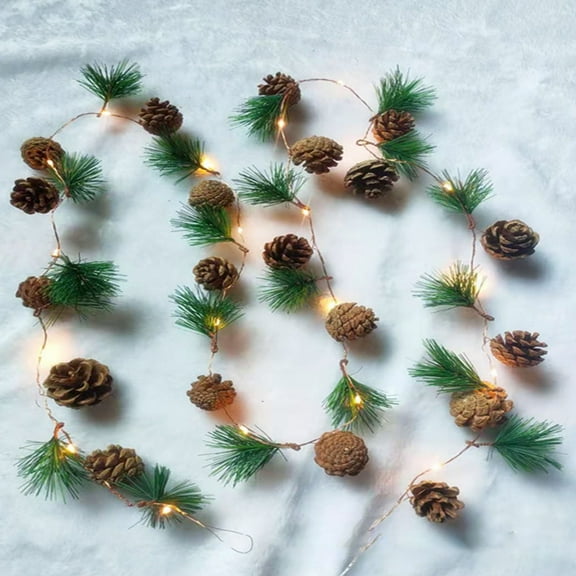 78.74 Inch PineCones String Lights, Christmas Pine Cone Light String, 20 LED Pine Cone Garland Lights, LED Garland String Lights, Christmas Decorations for Home