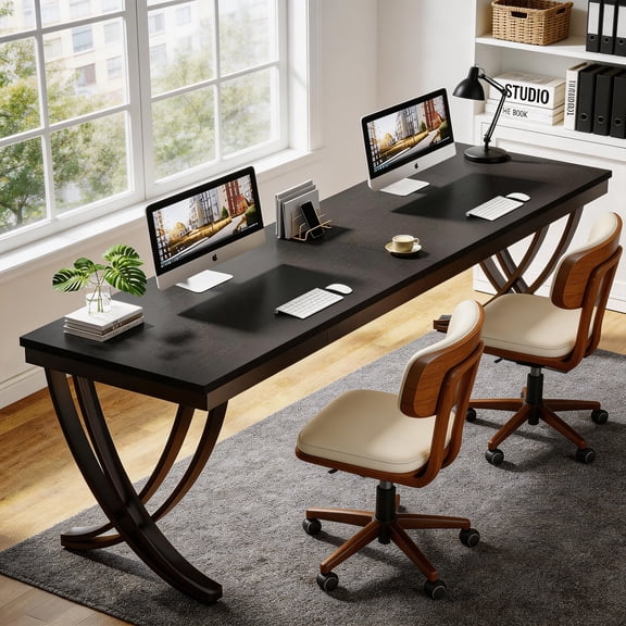 78.74 Inch Two Person Desk Industrial Double Computer Desk With Sturdy Metal Frame