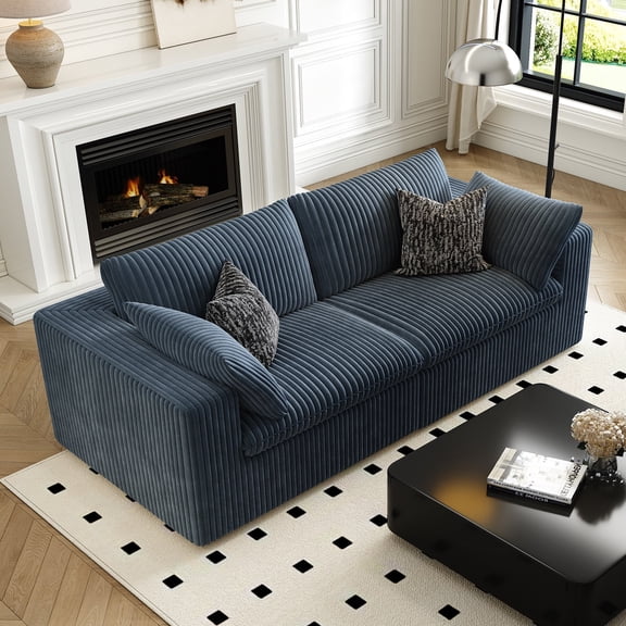 78.74" LoveSeat Cloud Sofa,Modular Sectional Couch,Modern Deep Seat Upholstered Couches with Plush Corduroy Fabric for Living Room Furniture,Bedroom and Apartment,No Assembly Required,Blue