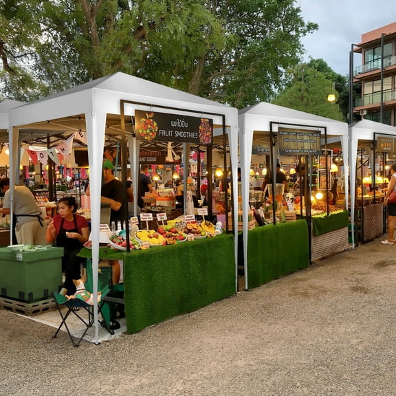 78.74" Outdoor Canopy With Two Doors and Two Windows, Practical Waterproof Right-Angle Folding Tent With Removable Tent's Wall Cover and Height Adjustable Design, Folding Shelter, White