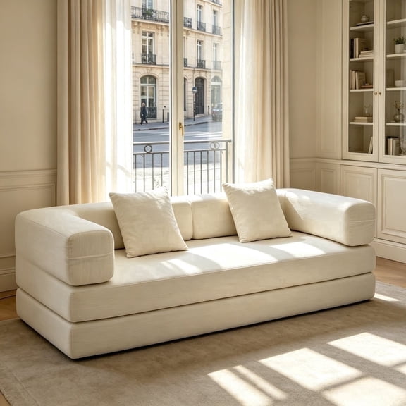 Jivora 78.74" Teddy Sofa Bed, Convertible Foldable Floor Couch