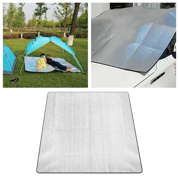 78.74x78.74 Inch Extra Large Camping Mat with Aluminum Foil, Insulated Foam Sleeping Pad for Tent, Reflective Heat Barrier Thermal Camping Mat, Foldable Outdoor Picnic Mat for Camping and Hiking