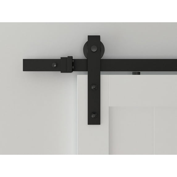 78.75" Designer's Collection Flat Rail Hook Strap Rolling Door Hardware Kit, Black