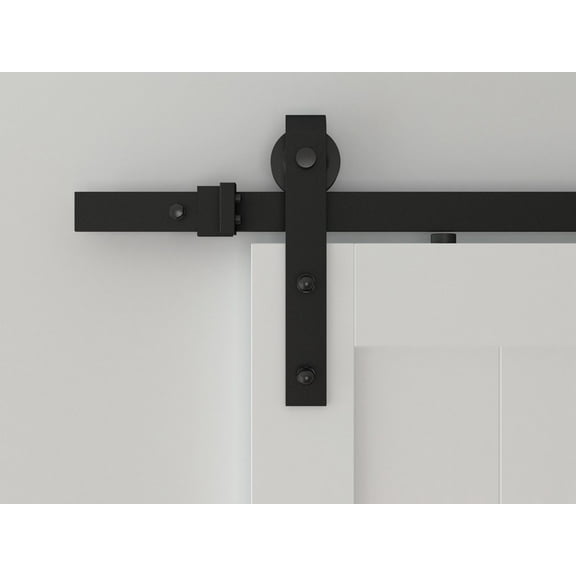 78.75" Designer's Collection Flat Rail Hook Strap Rolling Door Hardware Kit, Black