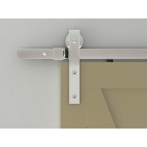 78.75" Designer's Collection Flat Rail Hook Strap Rolling Door Hardware Kit, Chrome