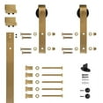 thumbnail image 1 of 6.6 Ft. Hook Strap Satin Brass PVD Rolling Barn Door Hardware Kit with 2-3/4 in. Wheel, 1 of 7
