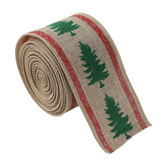 78.7in Christmas Decorative Wired Ribbon, Linen Gift Wrapping Bow Roll, Holiday Craft Ribbon for Tree, Presents, Party Decor, DIY Hair Accessories
