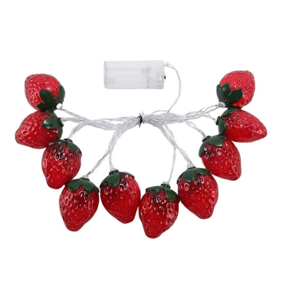 78.7in LED Strawberry String Lights - Battery-Powered Fruit Shaped Fairy Lights, Ambient Decor for Parties & Birthdays ( Red )