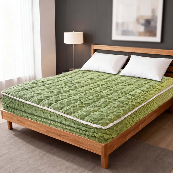 78.7x35.4 Inch Elastic Fitted Sheet, Soft Warm Winter Bottom Sheet for Cold Nights, Heavyweight Comfortable Bed Cover Machine Washable for Winter and AC Summer Rooms, Green