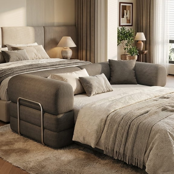 78.8" Compression Sofa,Convertible Floor Sofa Bed-with Pillow Back Support Armrest,Comfy Futon Couch Sleeper Bed,Loveseats Boneless Modular Sectional Sofa,Corduroy fabric,for Livin