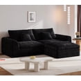thumbnail image 1 of YVDNHP L Shaped Couch Boneless Modular Sectional Sofa, Comfy Flannel Fabric 2-Seater Deep Seat Cloud Sofa with Footrest, for Living Room, Apartment, Office, No Assembly Required, Black, 1 of 8