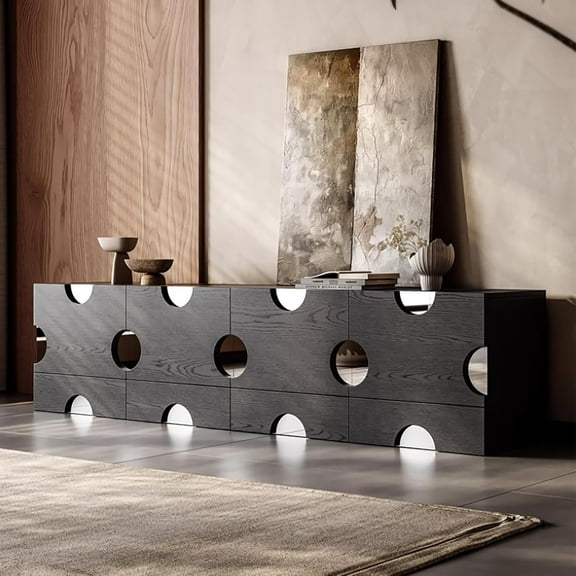 78.8" Modern TV Stand, Modular Wood TV Cabinet with Storage and Recessed Handles, Black TV Console Media Center Living Room Entertainment Center, Fully Assembled