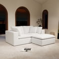 thumbnail image 1 of 78.8" Modular Sectional Sofa, L Couches for Living Room, Plush Corduroy Compressed Couch, 3PC Free Combination, No Assembly Required, White, 1 of 7
