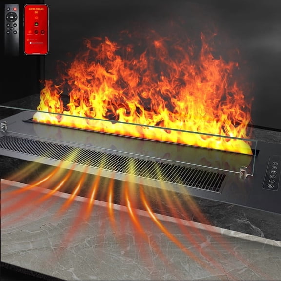 78.8" Electric 3D Water Vapor Fireplace,650W/1300W Heating,Smart APP/Remote Control,Realistic Mist Multi-Color Flame,Decor & Humidifier