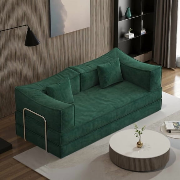 78.8 inch Modular sofa, convertible pudding block sofa, floor-standing sofa bed with armrests and comfortable sofa bed, compression sofa for living room and bedroom - (Green)