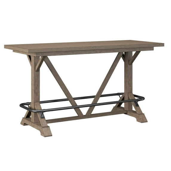 78" Bar Height Trestle Table, Rectangular Bar Table, Wood Counter Height Table for Living Room, Brown