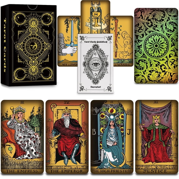 78 Tarot Cards Deck with Guidebook Reverse Side Holographic Future Telling Game