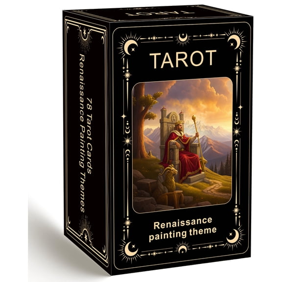 78 Cards Renaissance Painting Themed Tarot Deck Portable Pocket Size Card Set with Storage Box