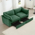 thumbnail image 1 of 78'' Chenille Deep Seat Loveseat Couch Oversized Modular Sofa with Storage Pull Out Drawers for Living Room,Green, 1 of 9