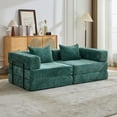 thumbnail image 1 of 78'' Convertible Folding Sofa Bed, Floor Sleeper Sofa Couch with Fixed-Shape Frame, Compression Comfy Couch, Boneless Modular Sectional Sofa, No Assembly Required, for Living Room, Bedroom, Dark Green, 1 of 8