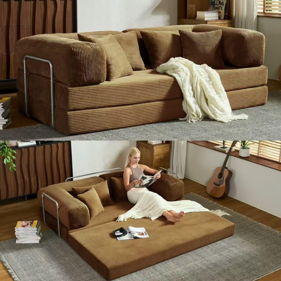 78''Convertible Modular Sleeper Sofa Bed, 5-in-1 Folding Boneless Couch, Pull Out Floor Sleeper, Modular Lounge Sofa for Living Room Bedroom, Multi-Function Foldable Sofa