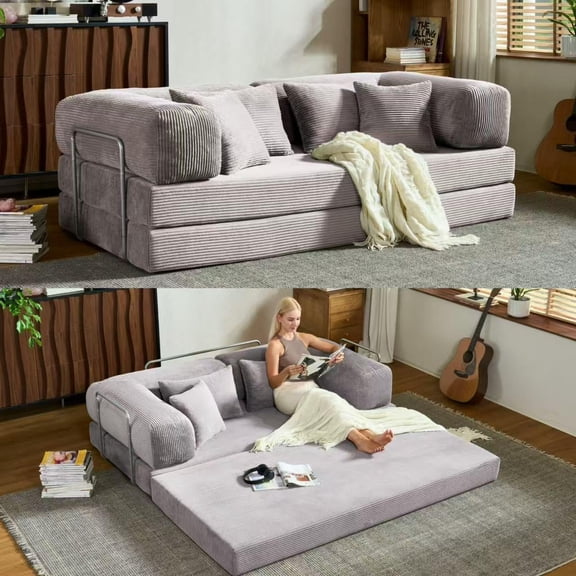 78''Convertible Modular Sleeper Sofa Bed, 5-in-1 Folding Boneless Couch, Pull Out Floor Sleeper, Modular Lounge Sofa for Living Room Bedroom, Multi-Function Foldable Sofa