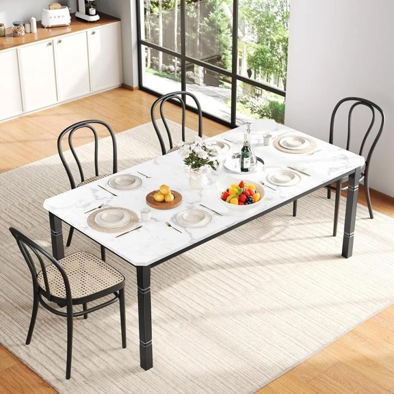 78'' Dining Table for 6-8,Industrial Kitchen Room Table with Chamfer Corner for Dining Room, Kitchen
