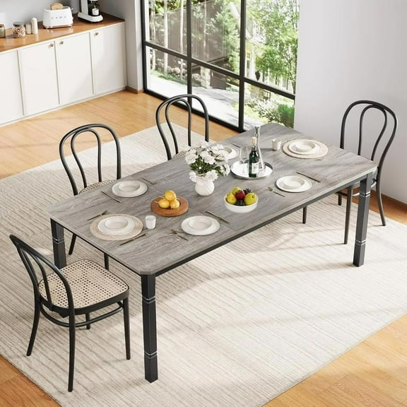 78'' Dining Table for 6-8,Industrial Kitchen Room Table with Chamfer Corner for Dining Room, Kitchen