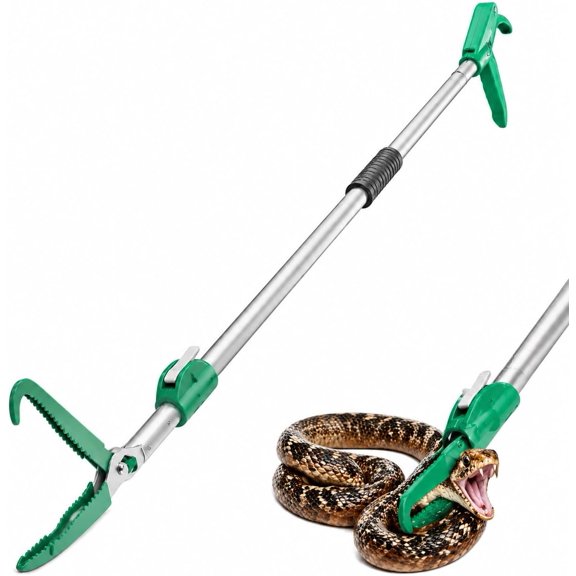 78" Extendable Snake Grabber Reptile Tongs Rattle Snake Catcher Wide Jaw Handling Tool with Lock and Comfortable Grip
