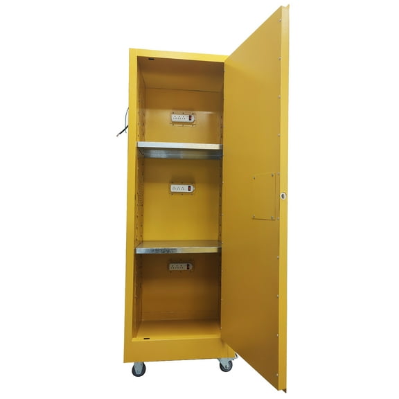 78 Gal Fireproof and Explosion-proof Rechargeable Safety Cabinet for Battery Storage with Socket and Wheels