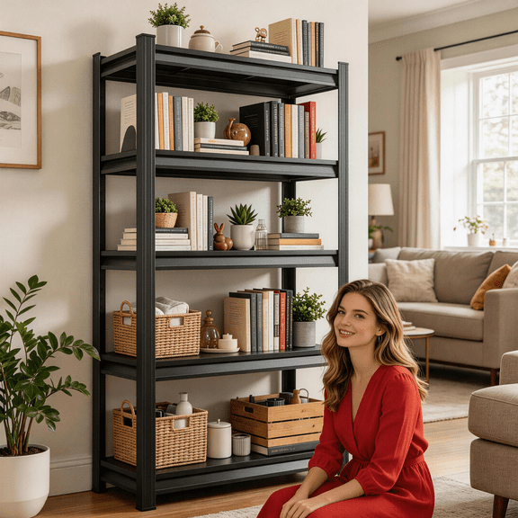 78"H 5-Tier Plant Stand,Garage Shelving Unit and Storage,Heavy-Duty Adjustable Shelf Easy Assembly,Industrial Steel Shelves for Warehouse,Basement,Pantry,Kitchen,Book,Shoe