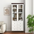 thumbnail image 1 of 78'' H Display Storage Cabinet, Tall Kitchen Pantry Cabinets with Glass Doors and Adjustable Shelves, Freestanding Storage Cupboard for Kitchen, Living Room, White, 1 of 9