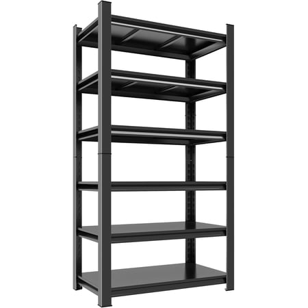78''H Garage Shelves Heavy Duty Garage Shelving Units, 3600 LBS Capacity Industrial Shelf, Detachable and Adjustable 6-Tier Metal Storage Shelves for Warehouse, Basement, Black (78''H×46''W×16''D)